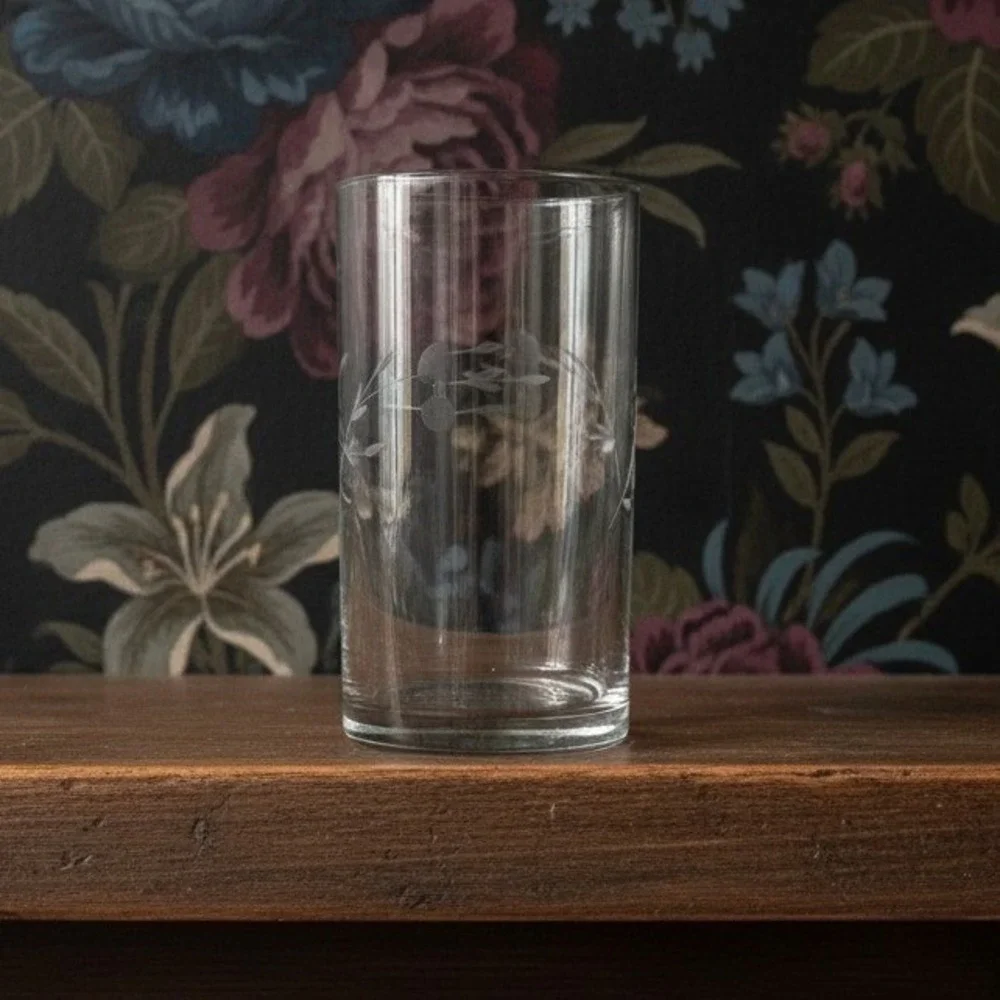 Princess House Heritage Vase, Etched‎ Floral Clear Glass, Vintage Flower Vessel
